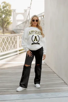APPALACHIAN STATE MOUNTAINEERS HAVING A BALL PREMIUM FLEECE DROP SHOULDER CREWNECK PULLOVER BY MADI PREWETT TROUTT
