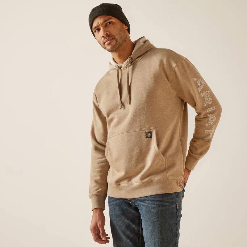 Ariat Mens Rebar Roughneck Pullover Hoodie Oatmeal Heather