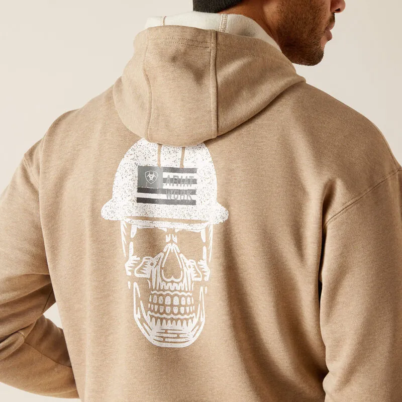 Ariat Mens Rebar Roughneck Pullover Hoodie Oatmeal Heather