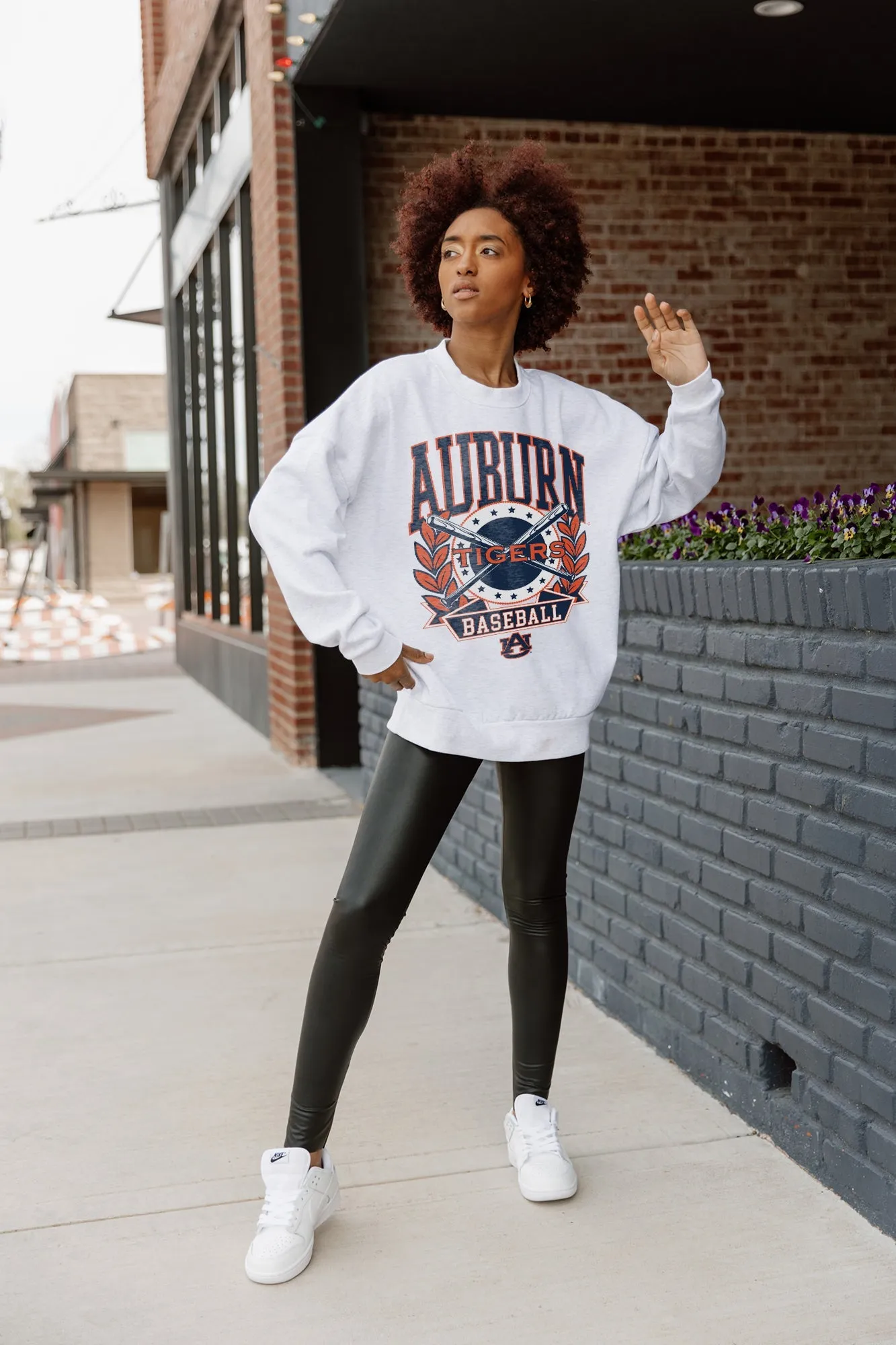 AUBURN TIGERS BASES LOADED PREMIUM FLEECE DROP SHOULDER CREWNECK PULLOVER