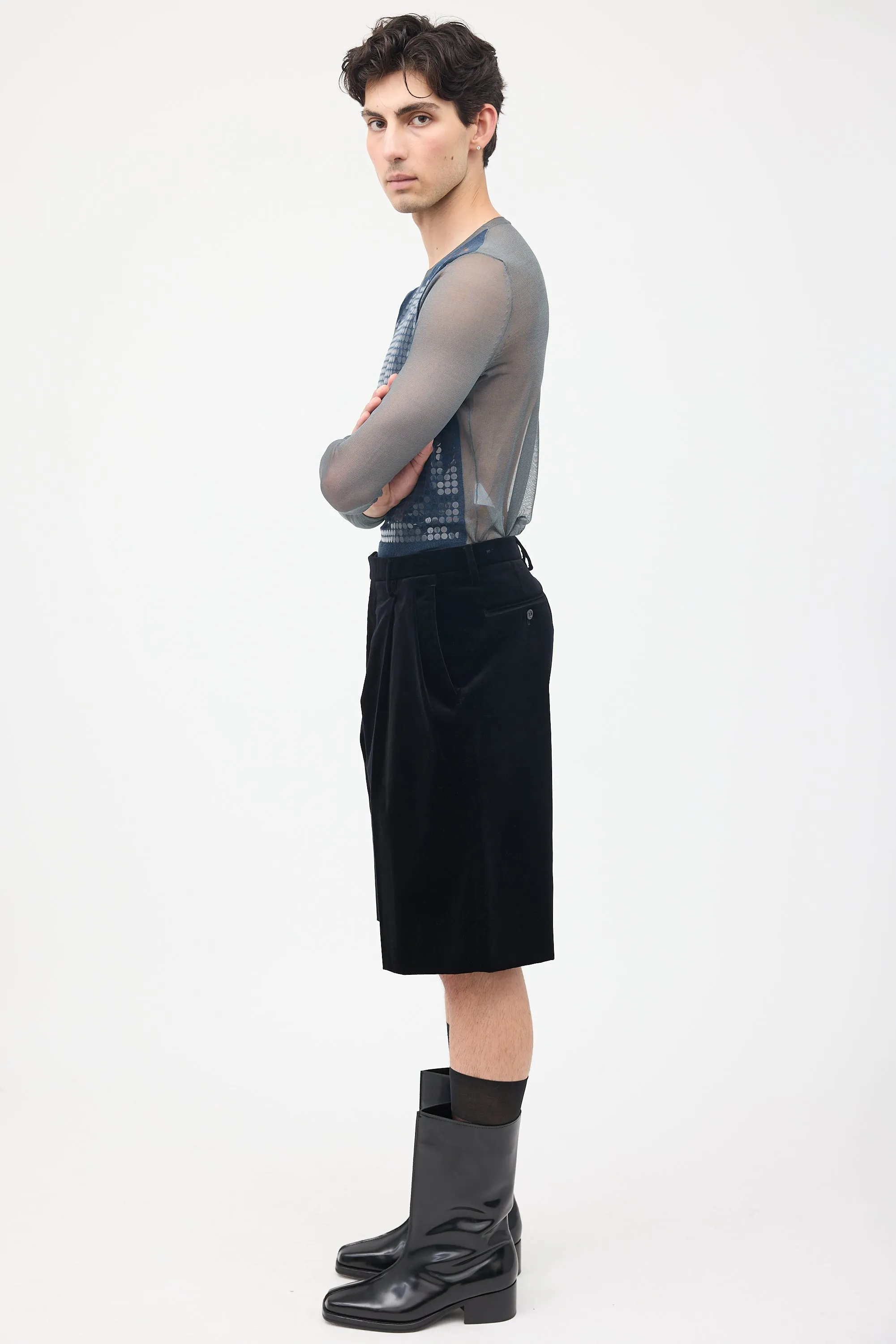 Black Velvet Tailored Shorts