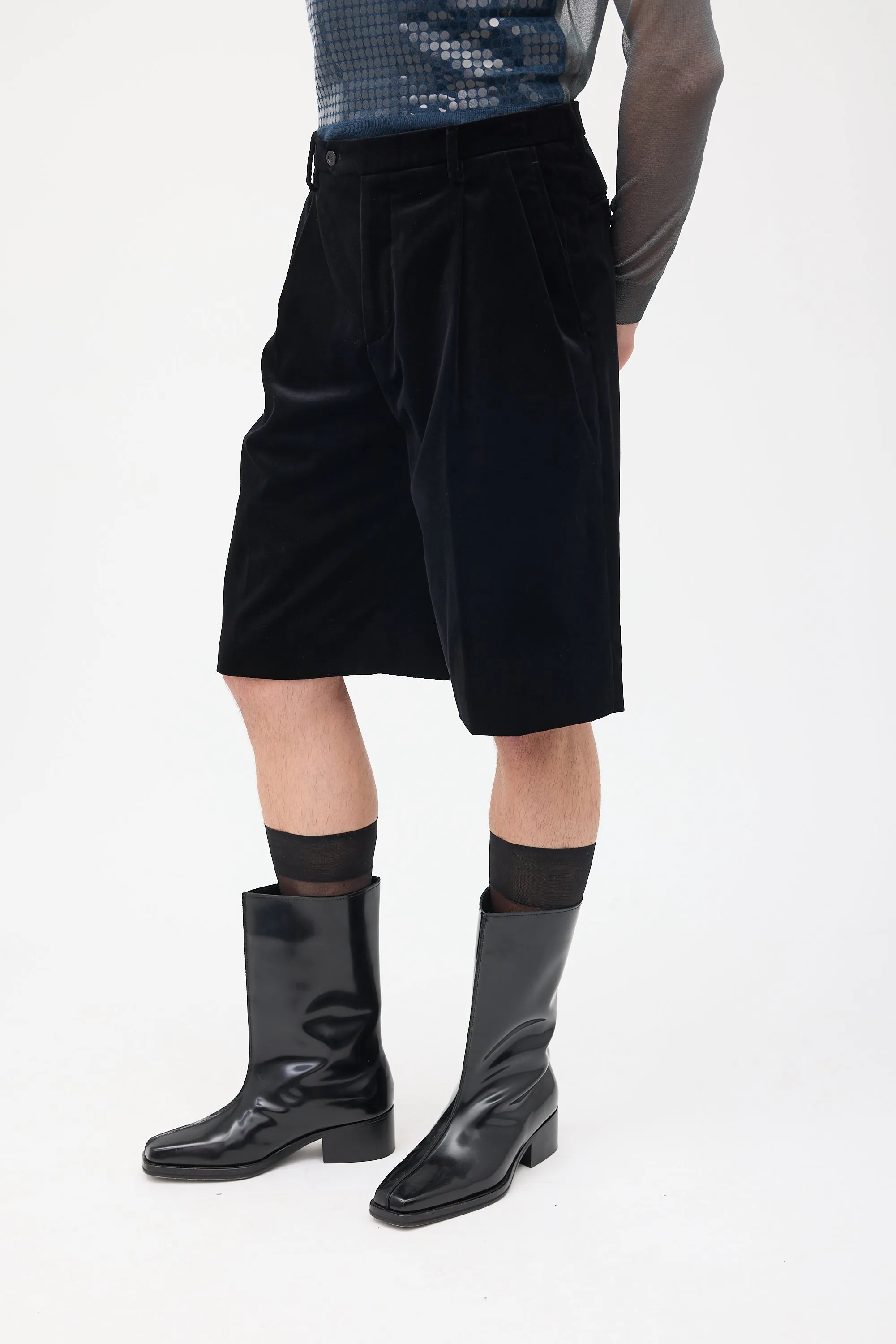 Black Velvet Tailored Shorts