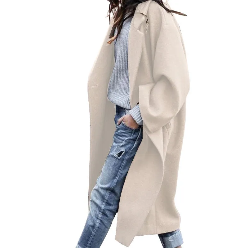 Christine – Women's Warm Woolen Coat with Pockets