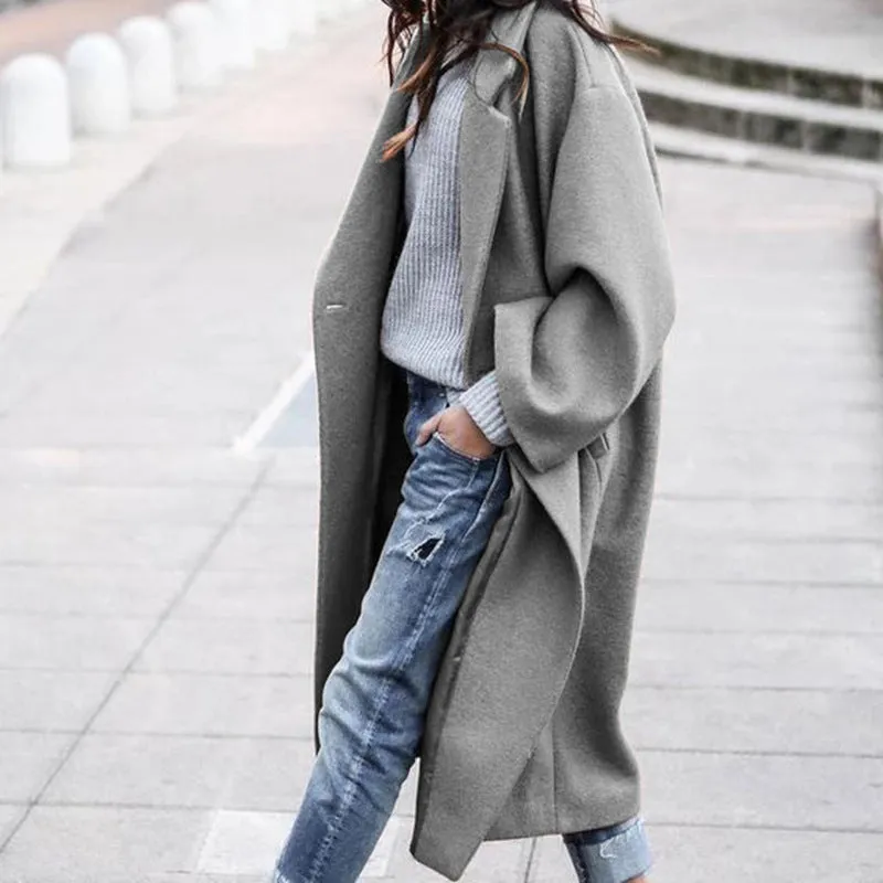 Christine – Women's Warm Woolen Coat with Pockets