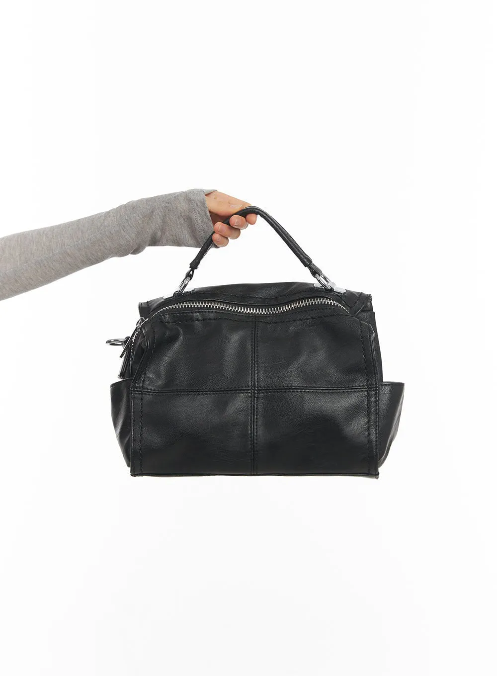Faux-Leather Boston Bag IM524