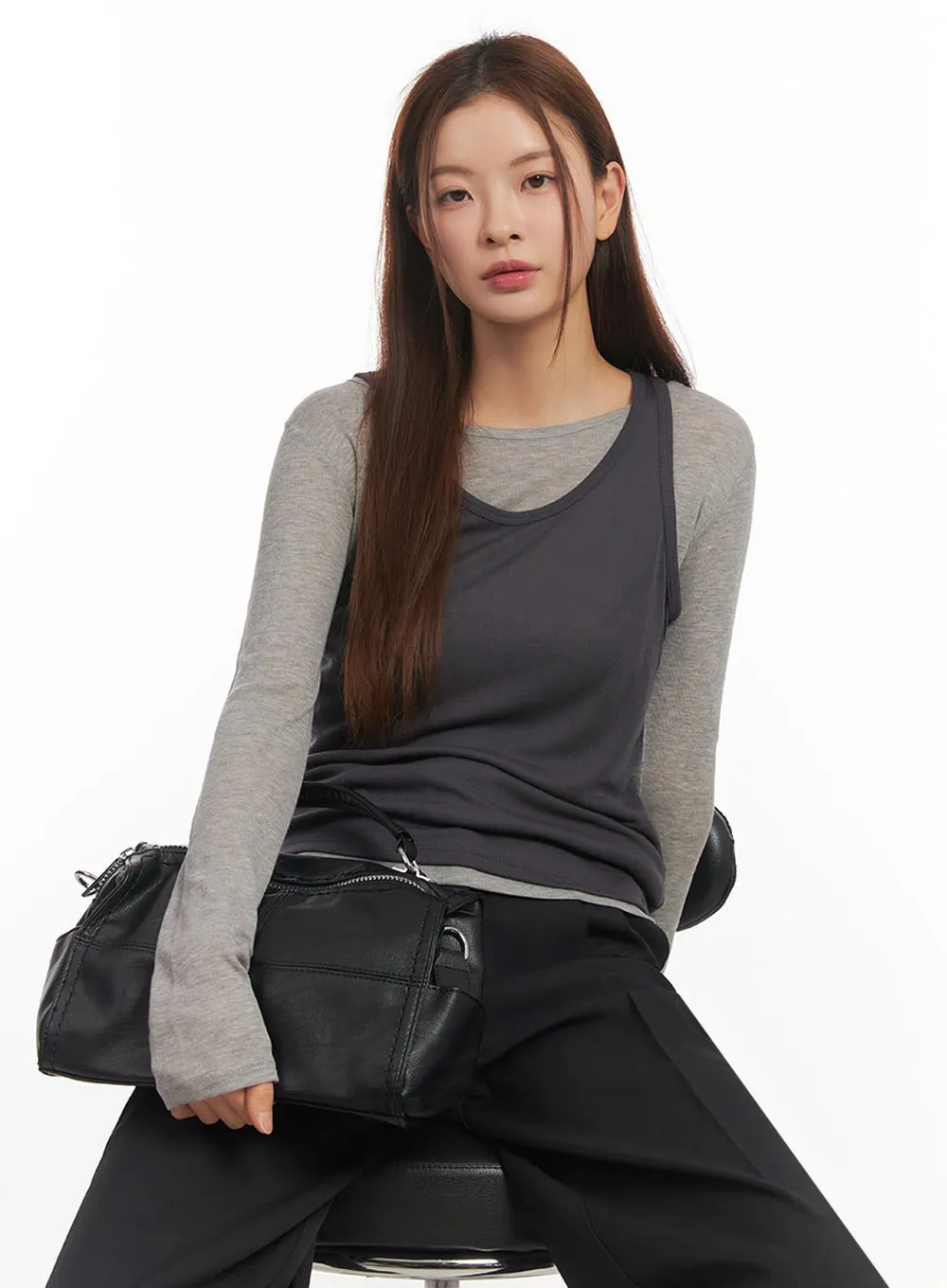 Faux-Leather Boston Bag IM524