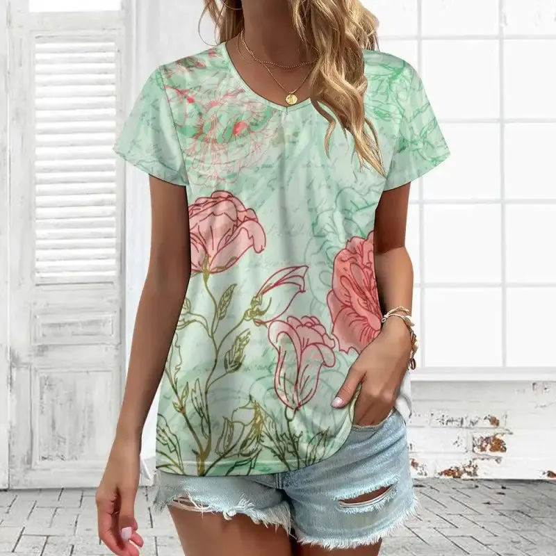 Feel Fabulous in Our Breezy Floral V Neck Tunic Tee