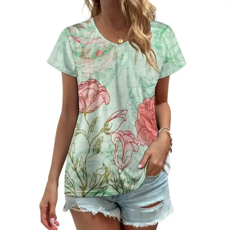 Feel Fabulous in Our Breezy Floral V Neck Tunic Tee
