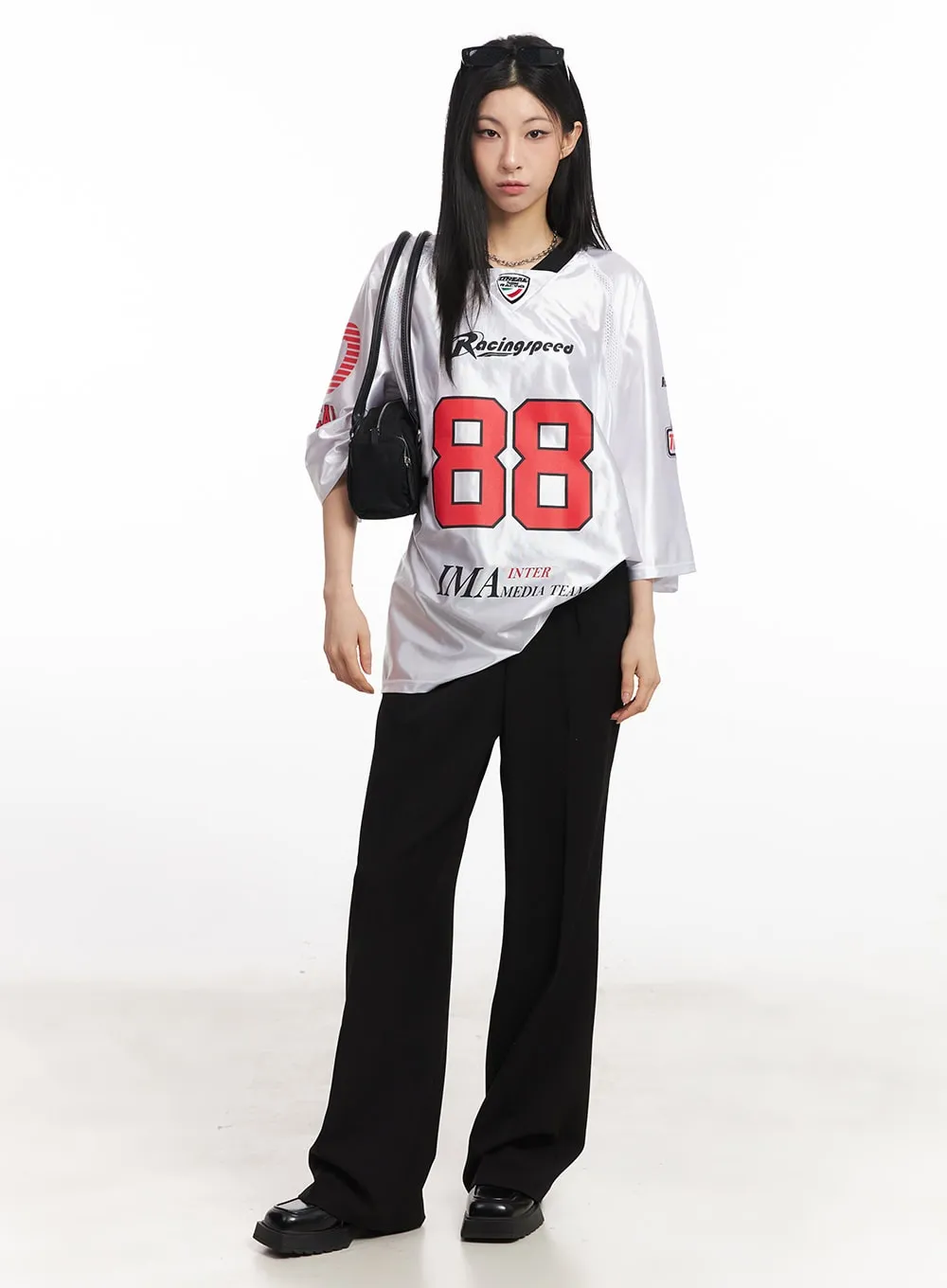 Glossy Oversize Jersey Top CA516