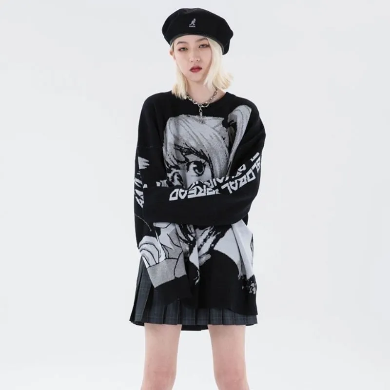 Gothic Anime Graphic Black T-Shirts