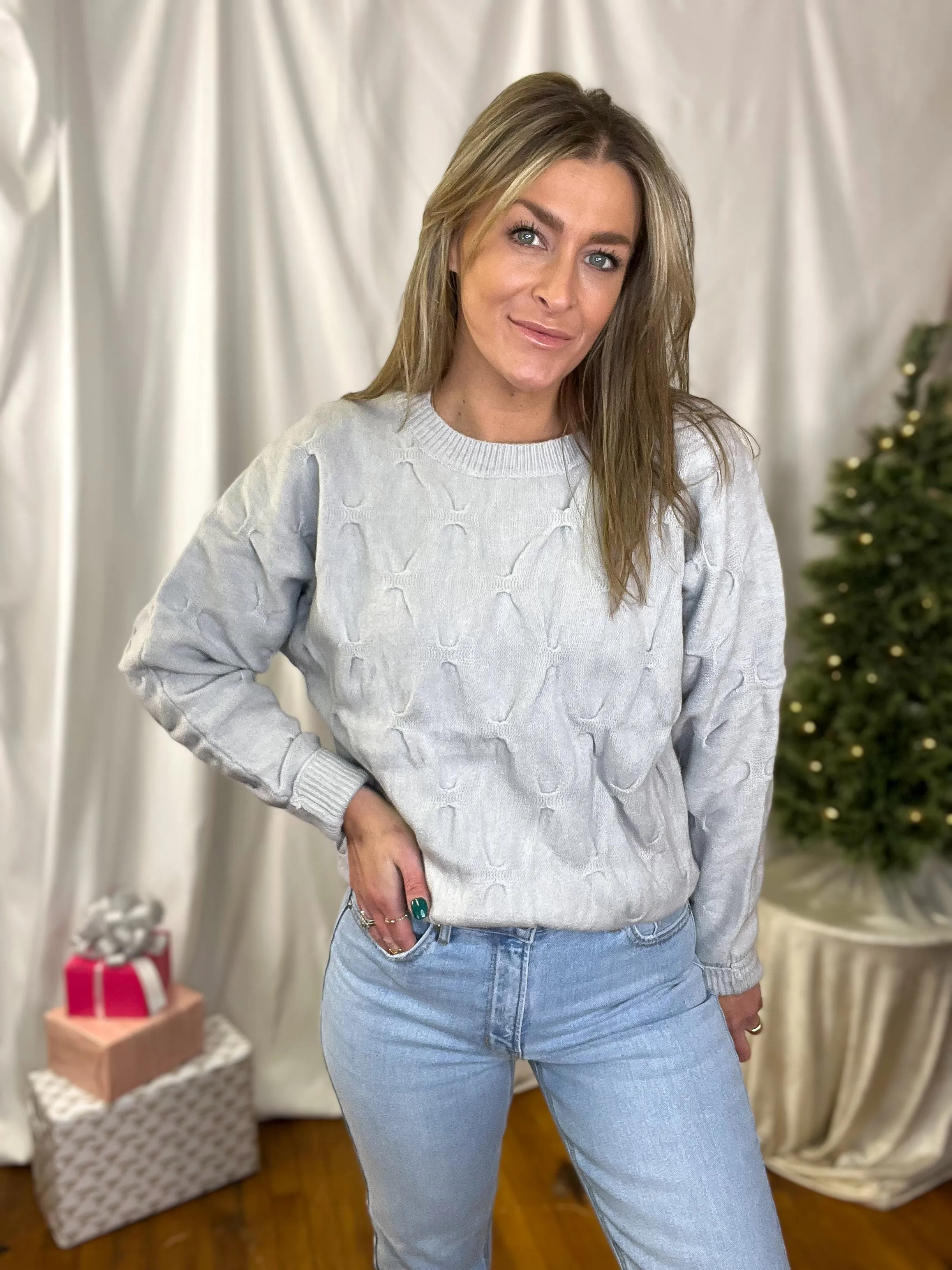 Grey Cozy Pintucked Contrast Sweater