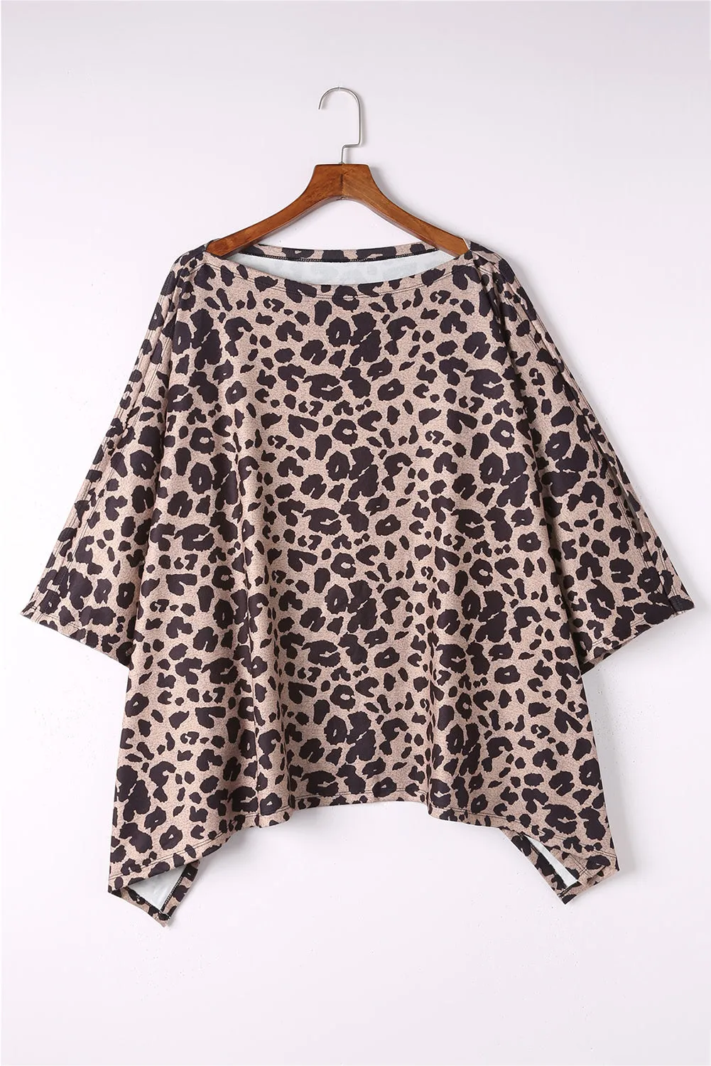 Leopard Print Loose Cape Tunic Top