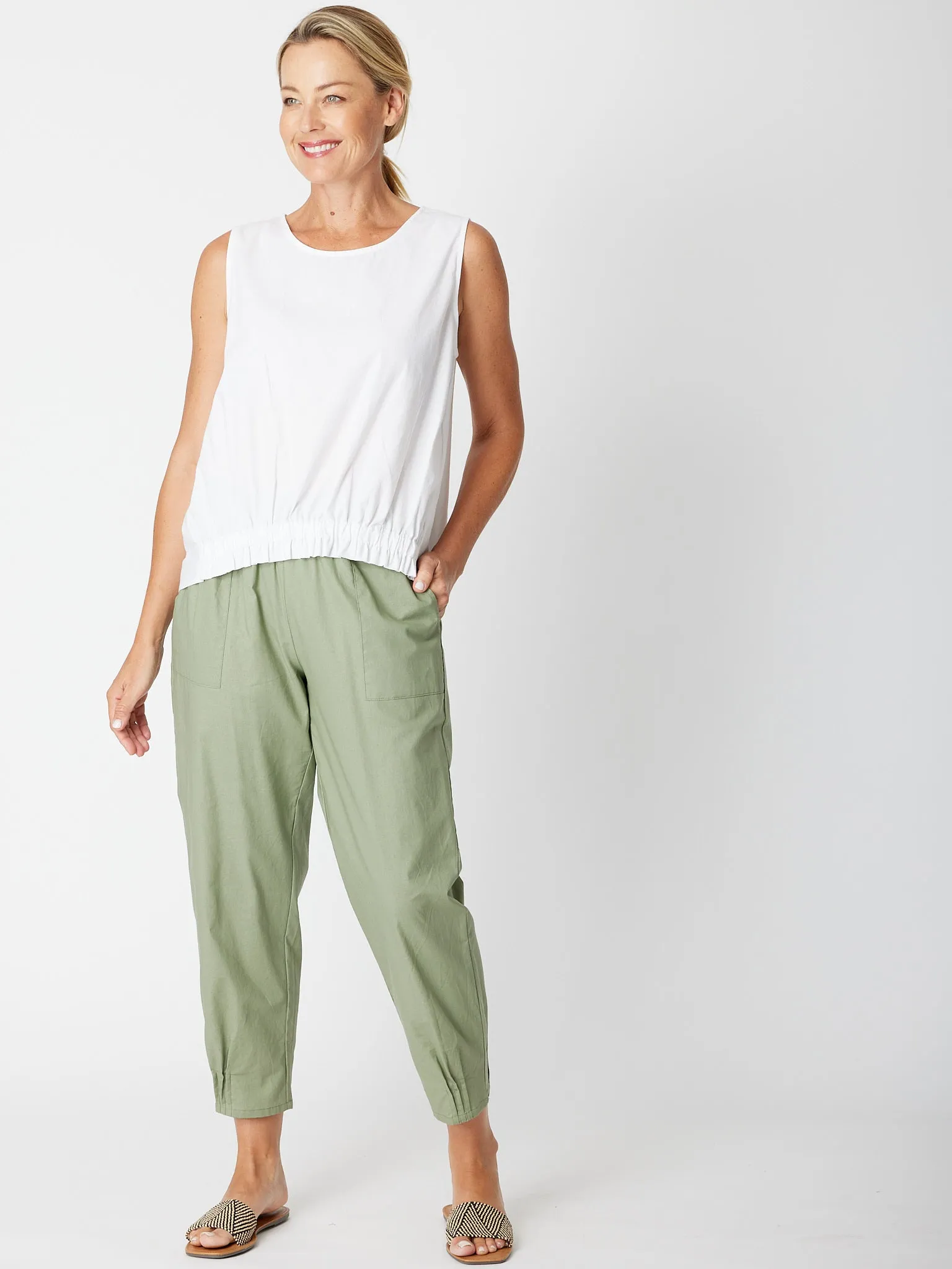 Linen Comfort Pant - Sage- 30646