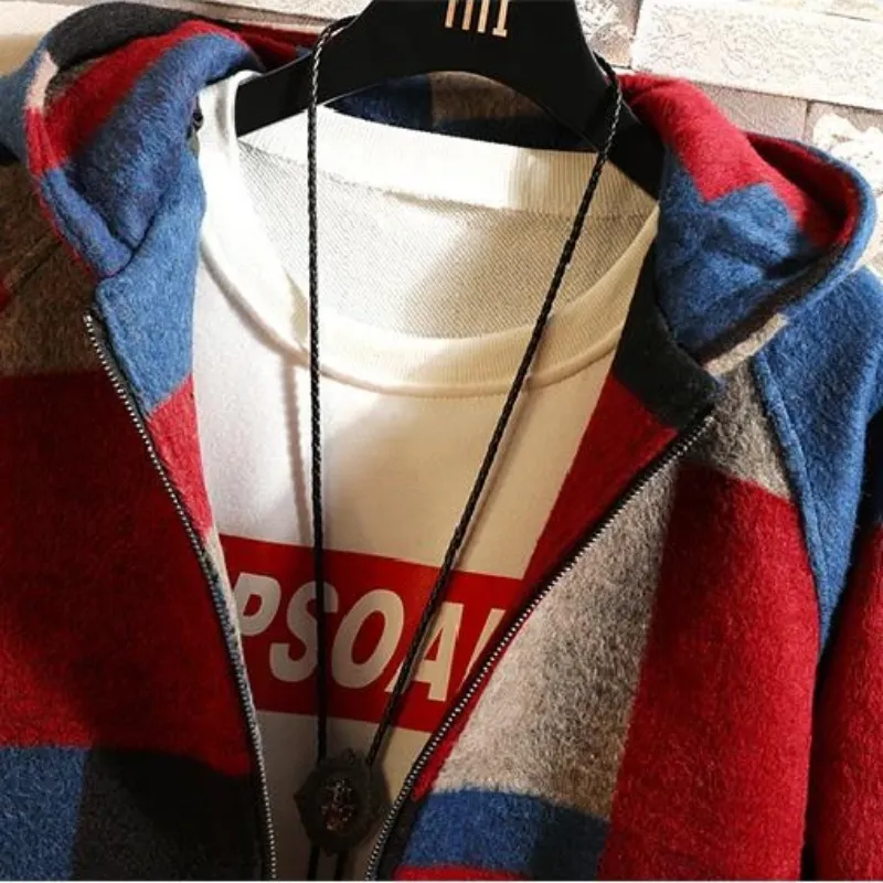 Men's Autumn Plaid Warm Woolen Jacket