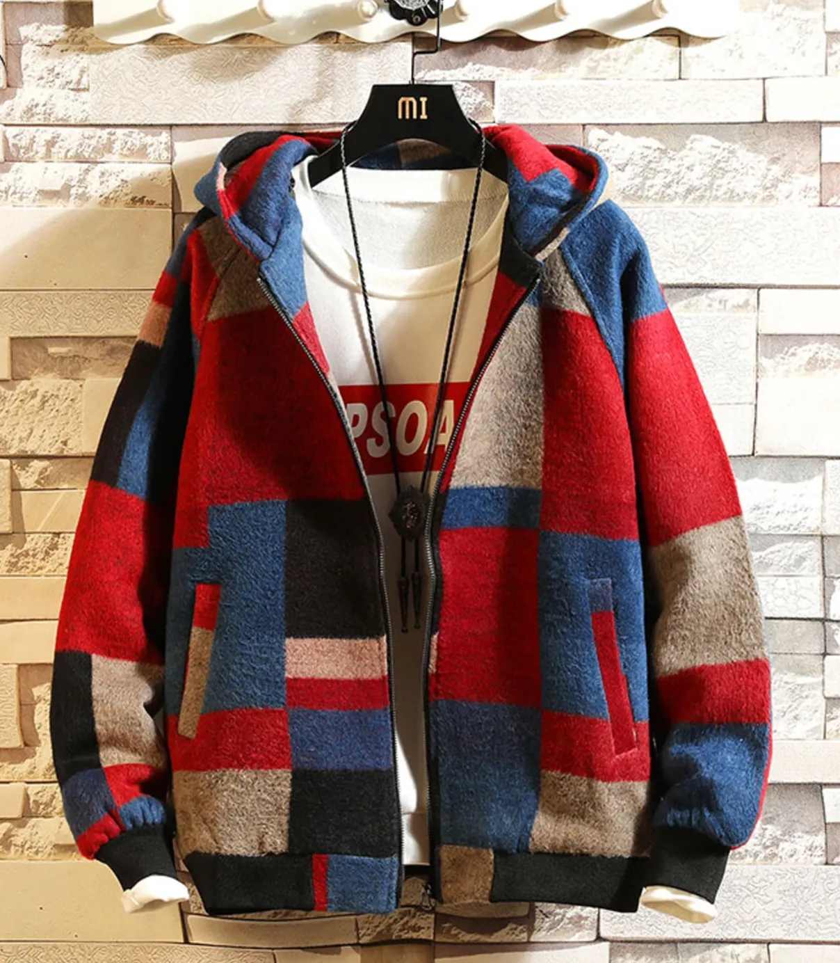 Men's Autumn Plaid Warm Woolen Jacket