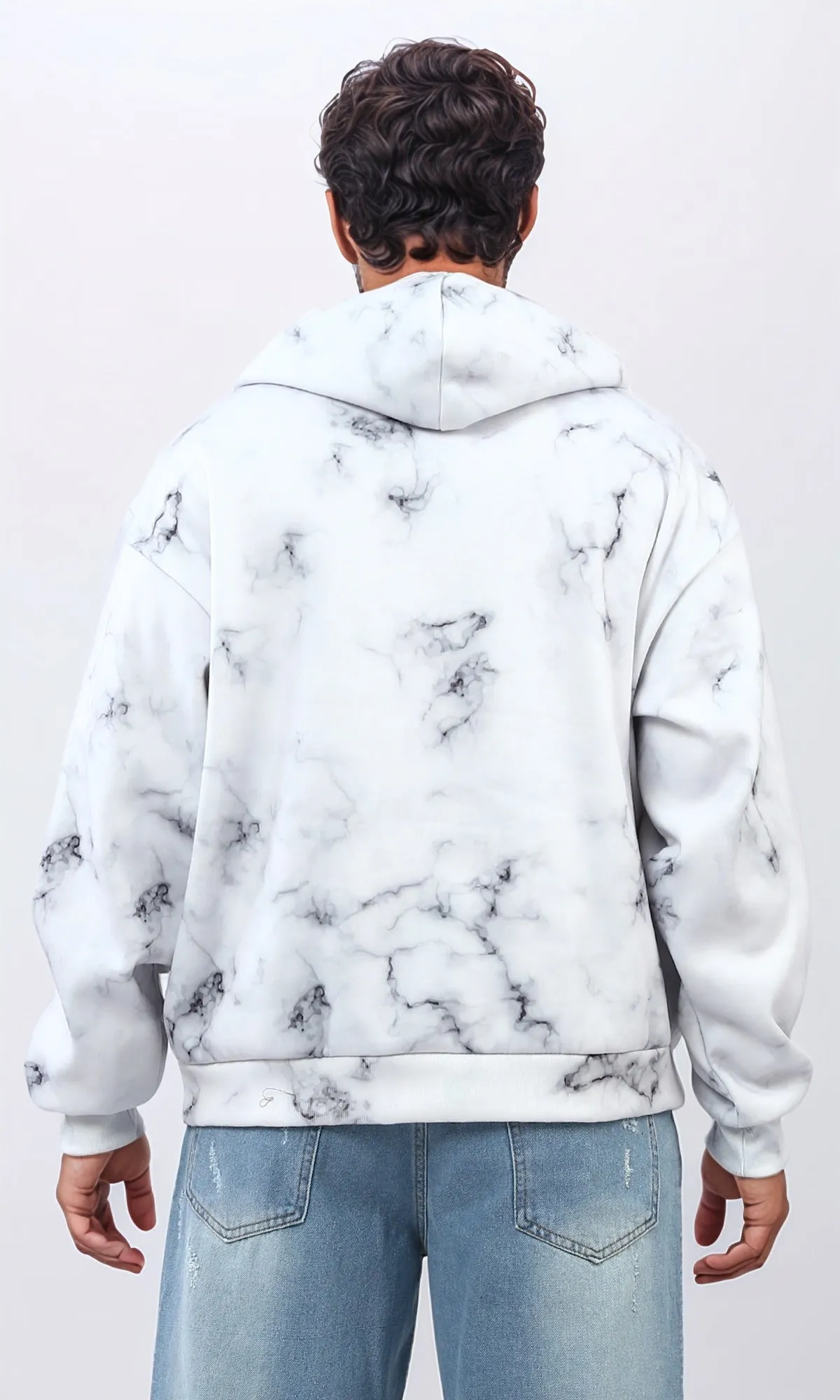 o197324 - Tie Dye Slip On Comfy Winter Hoodie - Black & White