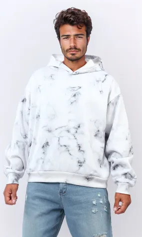o197324 - Tie Dye Slip On Comfy Winter Hoodie - Black & White