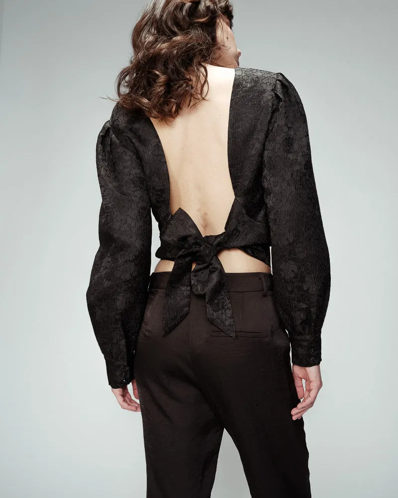 Olly Backless Puff Sleeve Blouse