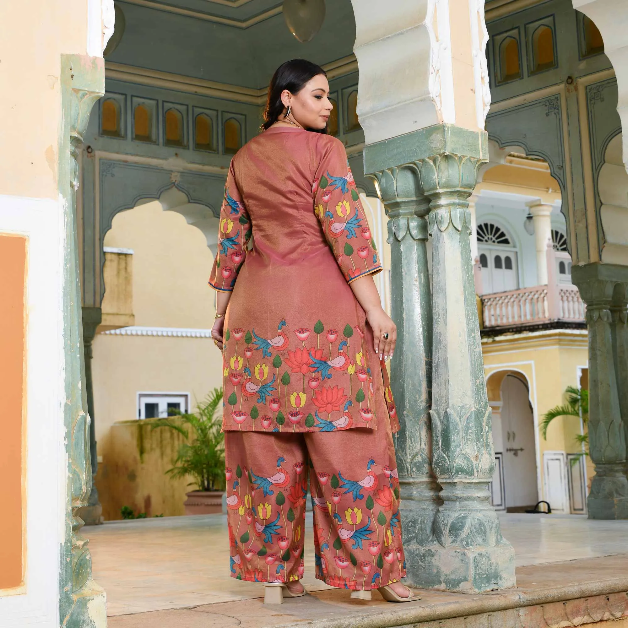 Radha Ras- Onion Tissue Silk Pichwai Printed Co-ord Set