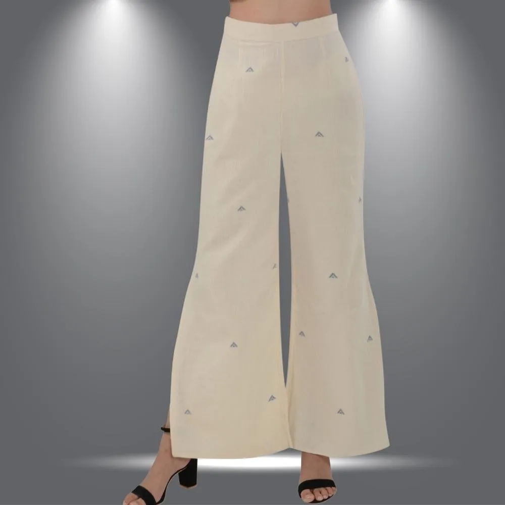 Top-Pant Set in Kala Cotton | Everyday Elegance | White And Powder Blue