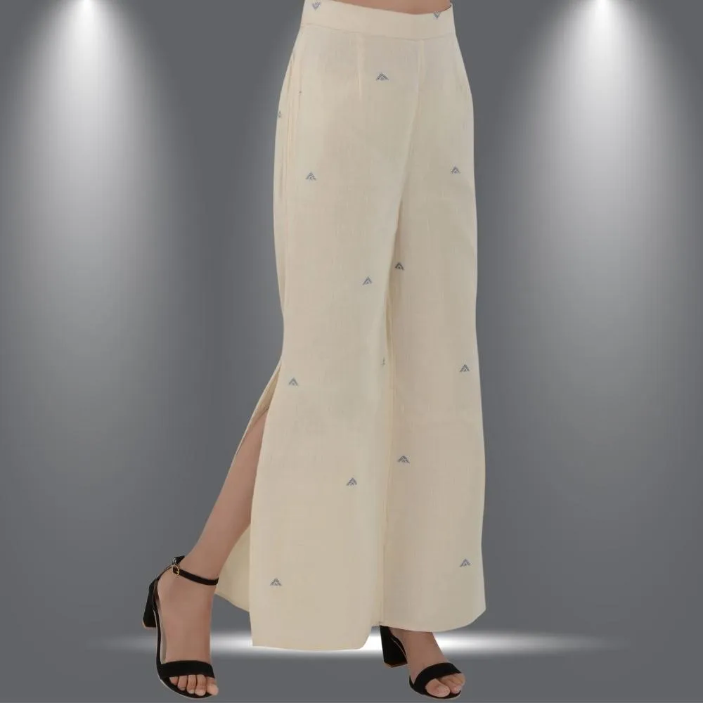 Top-Pant Set in Kala Cotton | Everyday Elegance | White And Powder Blue