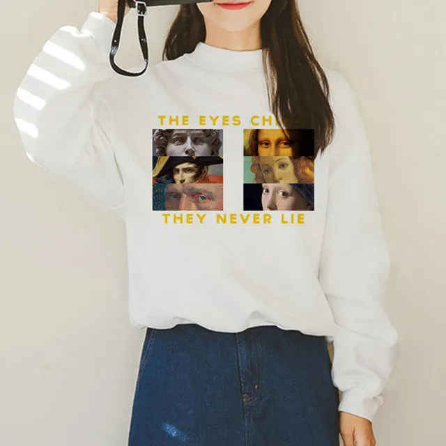 Van Gogh Funny Harajuku Vogue Hoodies Women Autumn Oil Print Warm Aesthetic Ullzang Sweatshirts 90s Van Gone Meme Hoody Female
