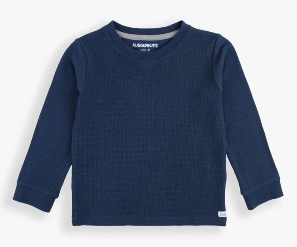 Waffle Knit Long Sleeve Crew Neck Shirt