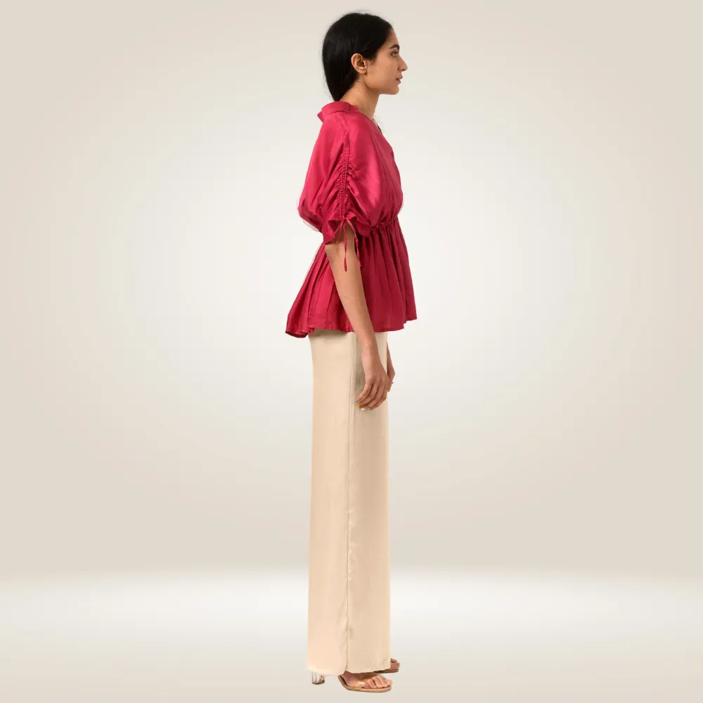 Wine-Ecru Half Co-ord Set | Bemberg Modal Silk | Modern Chic