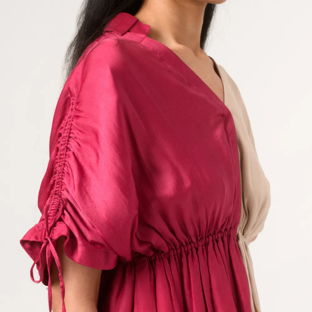 Wine-Ecru Half Co-ord Set | Bemberg Modal Silk | Modern Chic