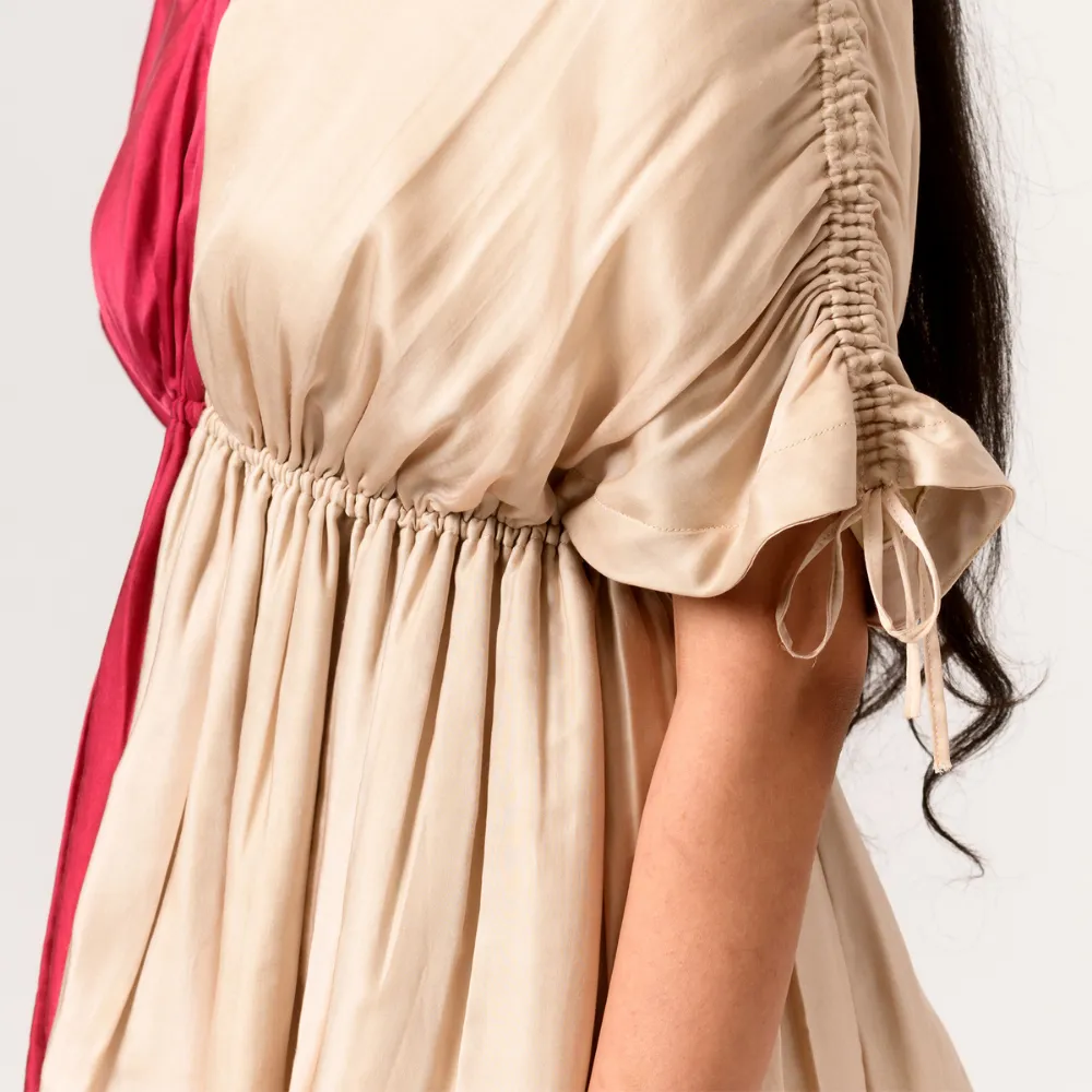 Wine-Ecru Half Co-ord Set | Bemberg Modal Silk | Modern Chic