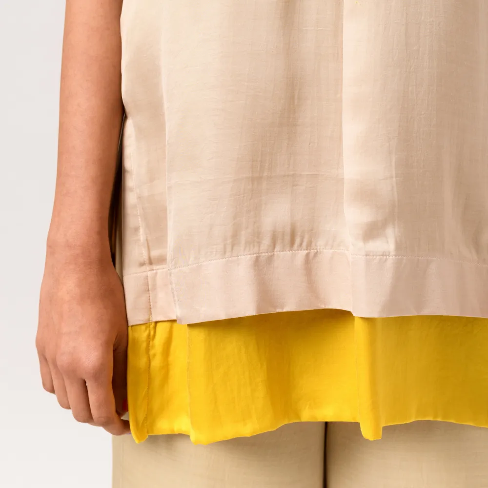 Yellow-Ecru Color Block Co-ord Set | Bemberg Modal | Stylish & Suave