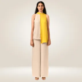 Yellow Ecru Halter Neck Co-ord Set | Bemberg Modal Silk | Sleek Style