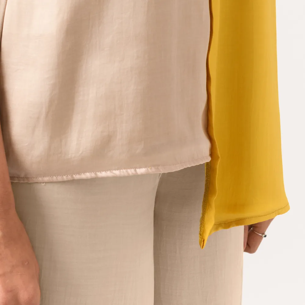 Yellow Ecru Halter Neck Co-ord Set | Bemberg Modal Silk | Sleek Style